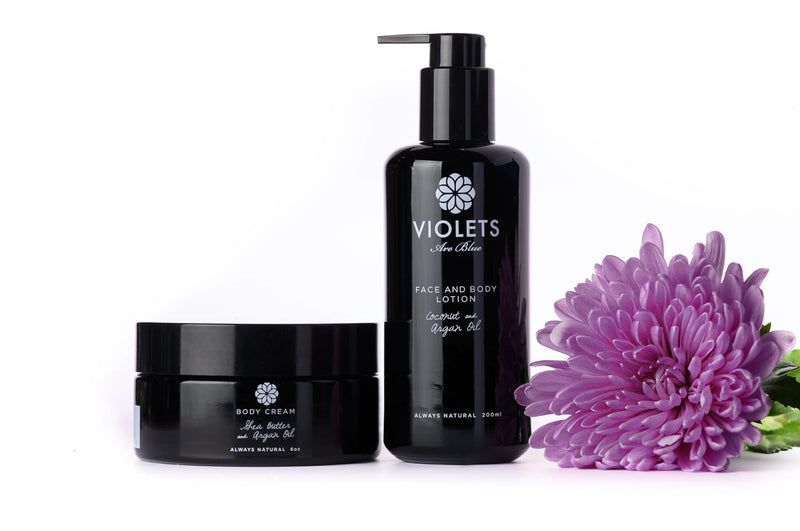 Violets are Blue® Hydrating Face & Body Lotion with Argan, Avocado, Castor & Lavender Oil – Natural Moisturizer for Dry, Sensitive Skin – Vitamin A, D & E Rich – Non-Greasy, Plant-Based Skincare 6.8oz