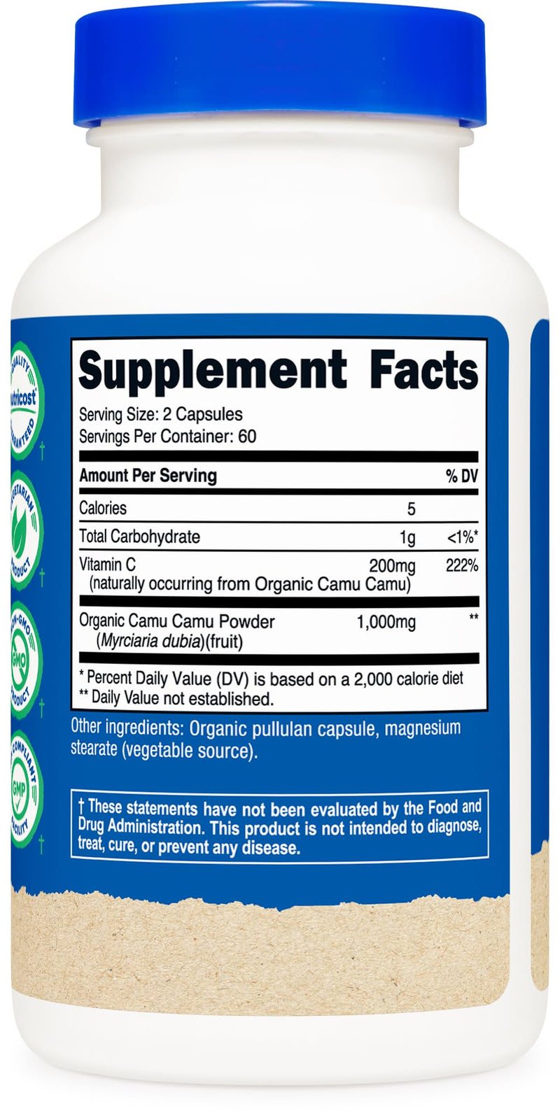 Nutricost Camu Camu (1000mg) 120 Capsules, Gluten Free | CCOF Certified Made with Organic, GMO-Free 120 Count (Pack of 1)