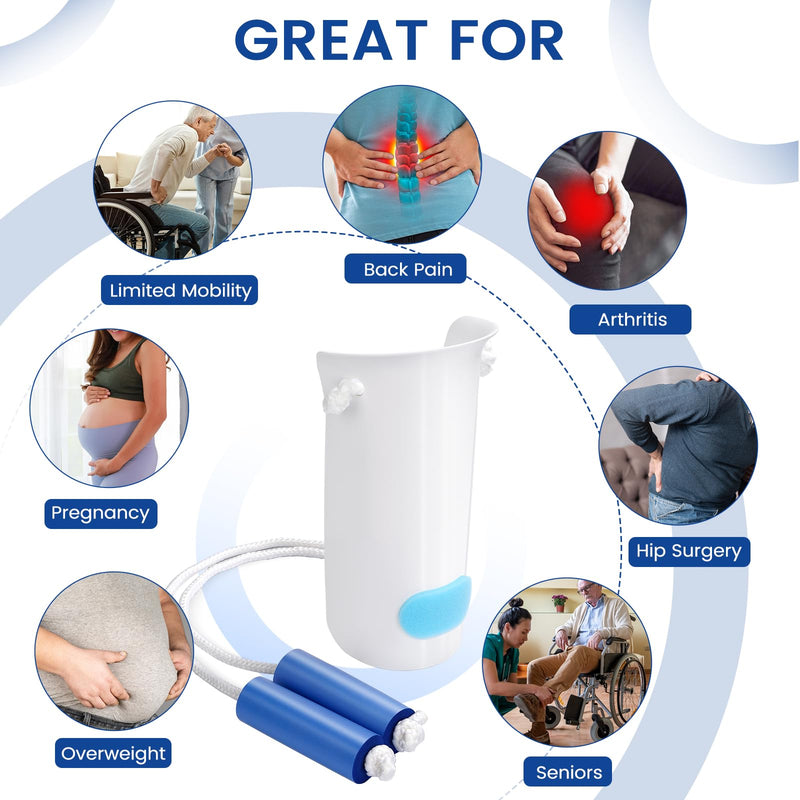 [Australia] - Jellas Sock Aid Kit, Flexible Sock Aid Device with Long Rope - Sock Puller aid Easy on and Off Device for Putting On and Removing Socks or Stockings, Sock Helper for Independence and Comfort (White) 9.2 Inch White 