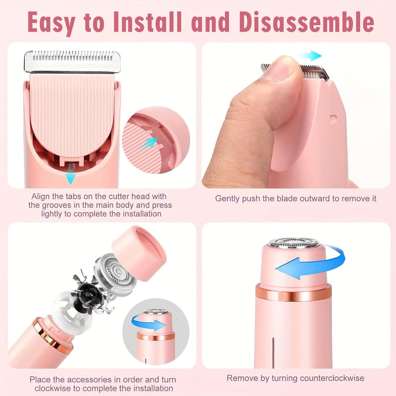 [Australia] - Bikini Shaver,2025 New Dual Head Shaver Women, 2 in 1 Wet & Dry Waterproof Electric Bikini Trimmer for Women,Pink Pink 