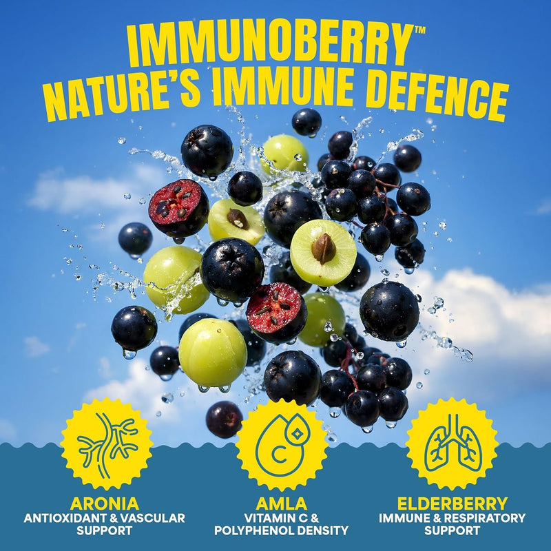 Kids Prebiotic Gummies – 1-a-Day, Sugar-Free – Gut Health & Immune Support with Inulin, Vitamin D3 & Immunoberry™ – Vegan, Allergen-Free – Blueberry Flavour – 30-Day Supply, Ages 4-13