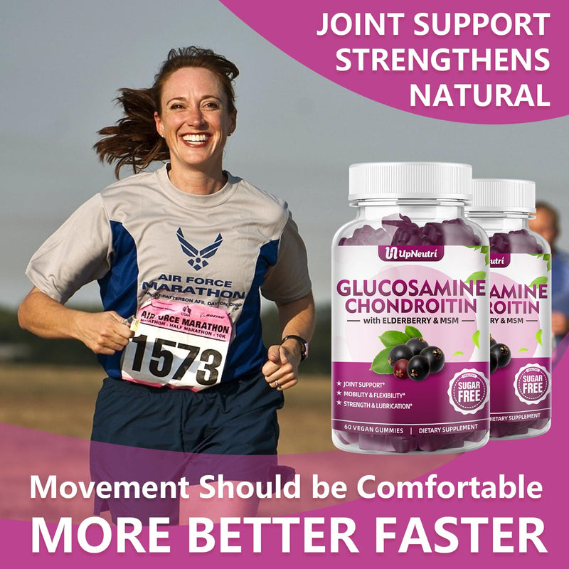 [Australia] - Glucosamine Chondroitin Gummies Sugar Free, Extra Strength 1500mg Glucosamine with Chondroitin MSM & Turmeric, Joint Support Supplement for Men & Women Joint Health (60 Count (Pack of 1)) Elderberry 60 Count (Pack of 1) 
