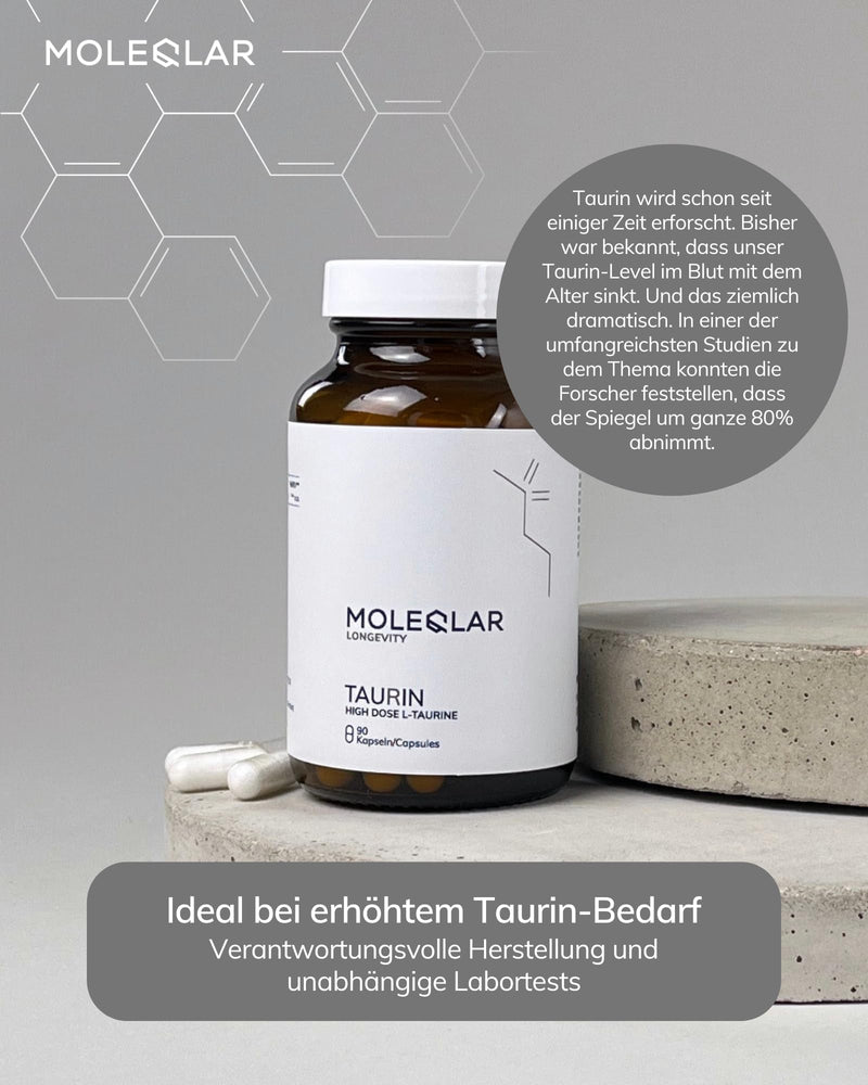 [Australia] - MoleQlar Taurine capsules 90 pieces - 3000 mg of high-purity L-taurine per serving - optimal support for increased taurine requirements - vegan, high-purity, GMO-free 