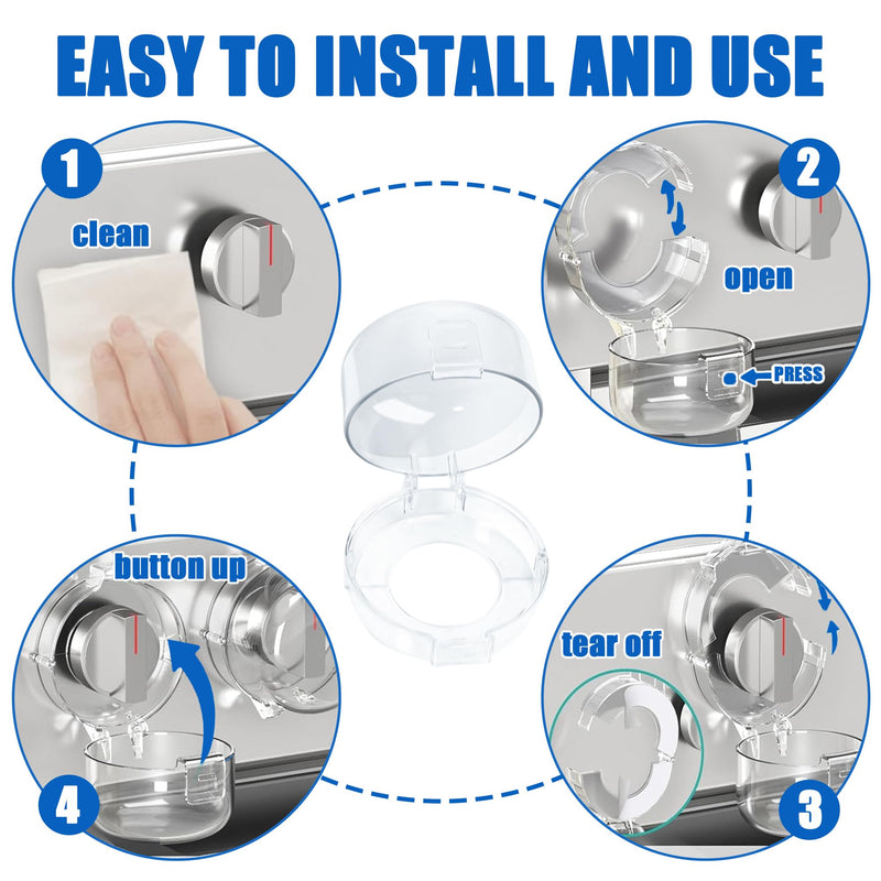 [Australia] - 6 Pack Stove Knob Covers for Child Safety, Gas Stove Knob Locks for Baby and Pets, Baby Proof Stove Oven Knob Safety Covers with Adhesive, Waterproof, Oil Resistant, (Transparent) Clear 6-PACK 
