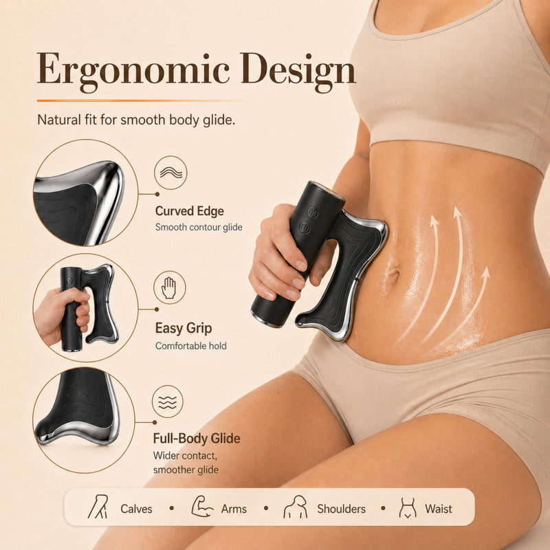 Heated Muscle Scraper Tool Black | 100-115°F Heat & Vibration Electric Fascia Knife with Microcurrent, LED Gua Sha Massager for Muscle Pain Relief, Post-Workout