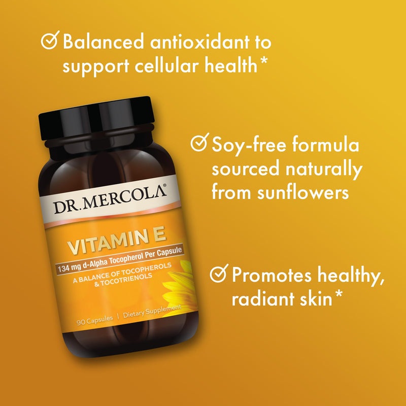 [Australia] - Dr. Mercola Vitamin E, 90 Servings (90 Capsules), 134 mg Per Capsule, Dietary Supplement, Supports Healthy Skin, Non-GMO 