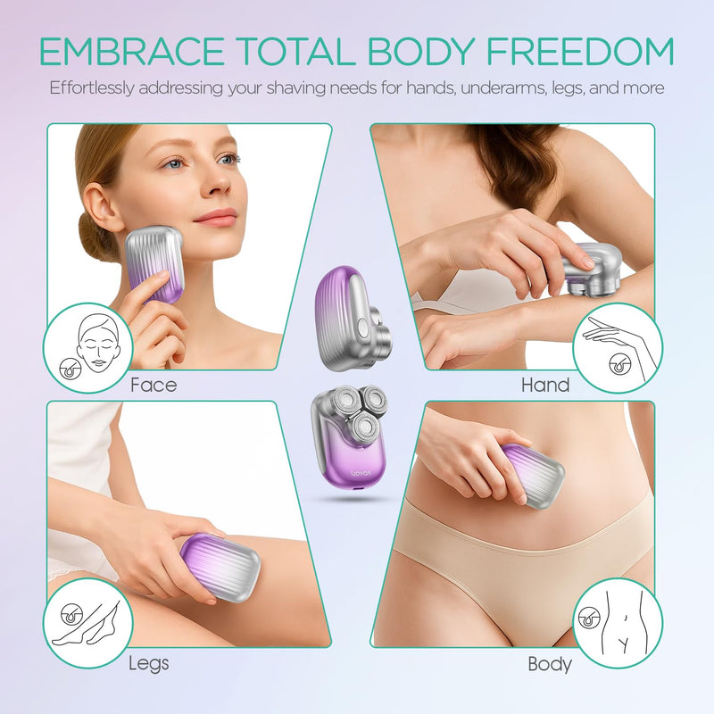 [Australia] - VOYOR Electric Razors for Women 3D Floating Blade Shaver for Women, Electric Shaver for Legs Bikini and Body Facial Hair Remover Women's Shavers Waterproof Women's Grooming ES310 (Purple) Purple 