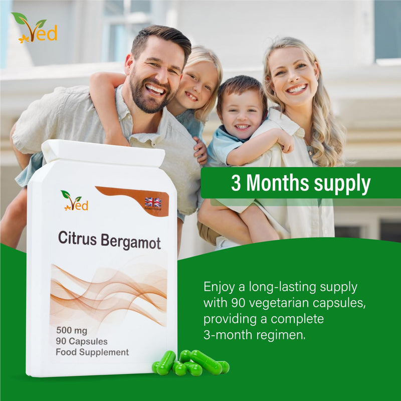 Ved Citrus Bergamot, Citrus Bergamot Extract,500mg, 90 Vegan Capsules(3 Months Supply)