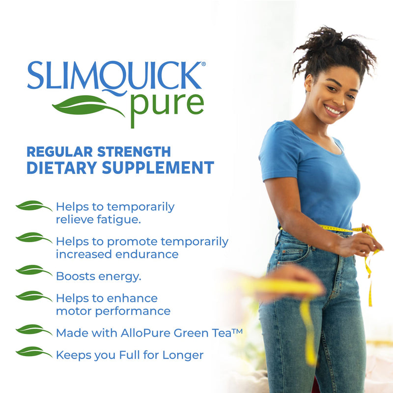 [Australia] - Slimquick Pure 3x Regular Strength Pills for Women to Help Achieve Weight Goals, Helps Metabolism, Lose Excess Water, Keeps Full for Longer with AlloPure Green Tea, Caffine, Caste Tree - 2x72 Capsules 