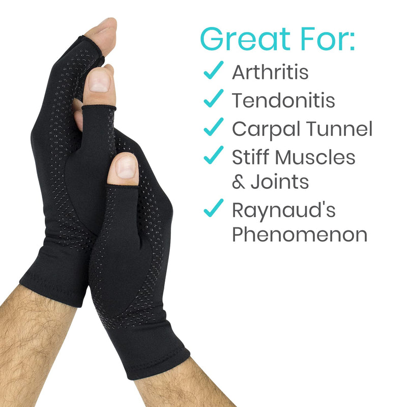[Australia] - Vive Fingerless Arthritis Gloves for Men & Women Made w/Copper Infused Fabric - Therapeutic Compression for Swelling, Carpal Tunnel, Tendonitis, Edema, & Finger Pain - Comfortable Non-Slip (Medium) Medium 