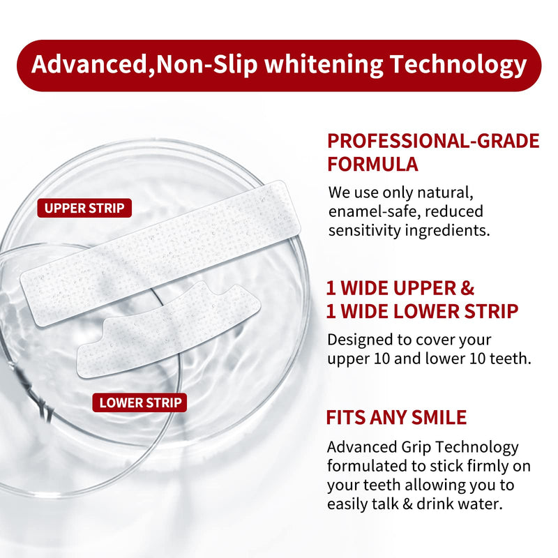 [Australia] - Teeth Whitening Strips for Teeth Sensitive, Professional Teeth Whitening Kit for Coffee Drinker, 28 Teeth Whitener Strips Coconut Flavor, 14 Treatments Easy to Use Red 