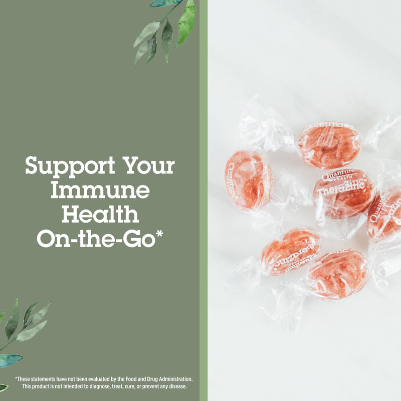 Quantum Health TheraZinc Organic Immune Support Blood Orange, 18 Lozenges | USDA Organic Zinc Gluconate Immune Supplement, Echinacea & Honey, Great Tasting Zinc Lozenges, Adults & Kids