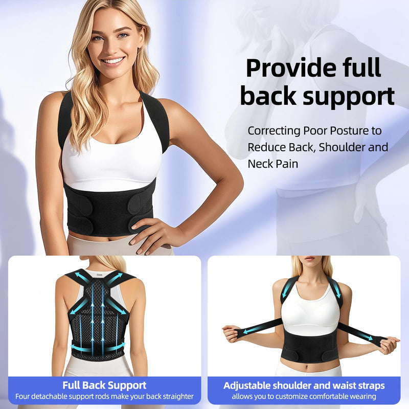 Full Back Brace Breathable Posture Corrector for Women and Men,Adjustable Back Support Straightener and Posture Belt for Women and Men to Improving Posture, Relief for Upper,Lower Back, Lumbar, Neck and Shoulder Pain.(Large) Large