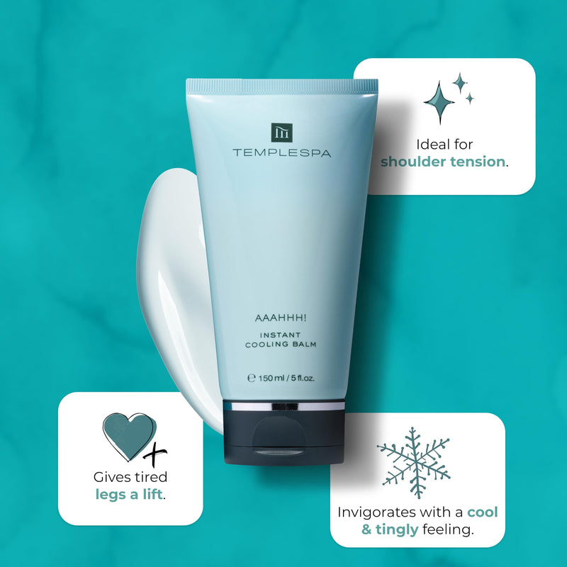 [Australia] - TEMPLESPA | AAAHHH! | Cooling Foot and Limb Gel with Natural Extracts, Essential Oils to Cool Down & Refresh Tired Feet and Legs, Natural Ingredients, Cruelty-Free, Vegan, 5.0 fl.oz. 