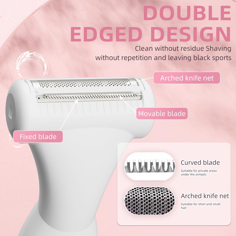 Upgraded Electric Razor for Women with LED Power Display, 4-in1 Bikini Trimmer & Facial Hair Remover, Painless Wet&Dry Shaver for Pubic Area, Armpits, Legs, Fast USB-C Charging, Gift for Women Pink