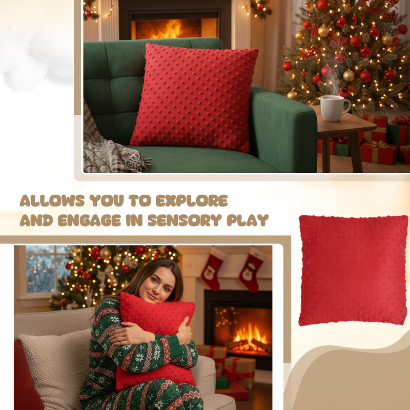 [Australia] - Suzile 15 Inch Vibrating Pillow Sensory Pillow for Kids and Adults Pressure Activated Soft Massage with Textured Stimulation Bumps for Relieve Stress Autistic Children Preschool Home Gift(Dark Red) Dark Red 
