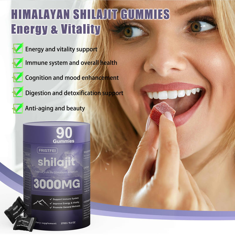 [Australia] - Pure Himalayan Shilajit Gummies for Men & Women - 100% Natural & Organic | 85+ Trace Minerals & Fulvic Acid | 90 Count | Individually Packaged 90 Count (Pack of 1) 