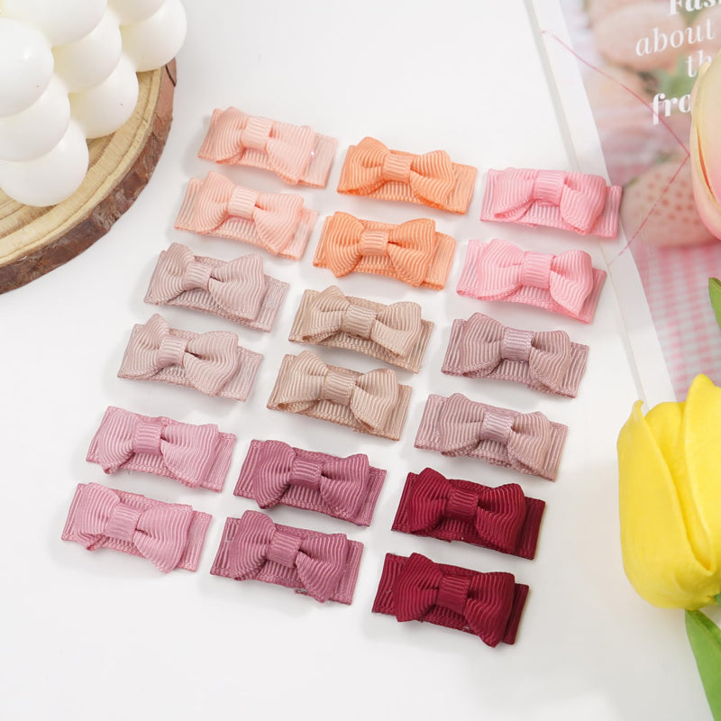 [Australia] - CÉLLOT 40pcs Baby Bows for Girls Mini Bow Snap Clip Baby Hair Clip Grosgrain Ribbon 1.2" Tiny Hair Bows Clips for Baby Girls Toddlers Infant Fine Thin Hair in Pairs 40pcs/20color 