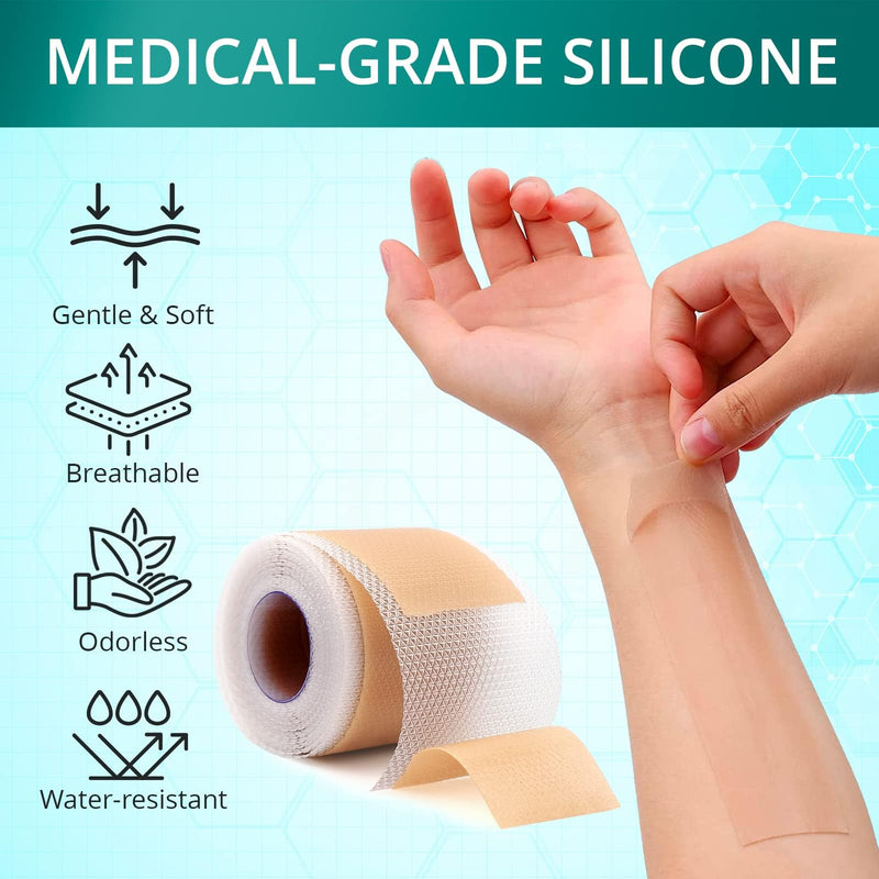 [Australia] - Silicone Scar Sheets, Silicone Scar Tape (1.6"x 60" Roll-1.5M), Reusable and Effective Scar Removal Sheets, Silicone Scar Removal Sheets for Surgical Scars, Healing Keloid, C-Section, Tummy Tuck 