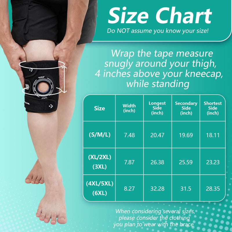 Knee Brace for Women Plus Size: Large Adjustable Knee Sleeves with Side Stabilizers for Men, Pain Relief for Meniscus Tear, MCL & LCL Injuries, Patella Dislocation Support Black S M L