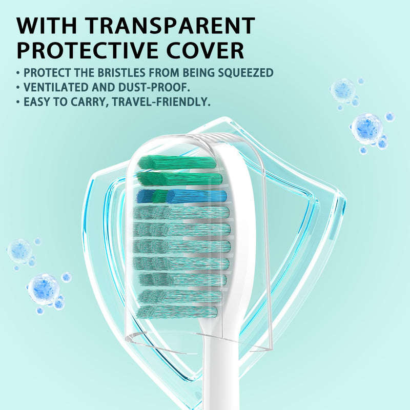 10 Pack Toothbrush Replacement Heads for TAO Clean Sonic, Whitening | Adults Tooth Brush Head Refill, Medium Bristles Green