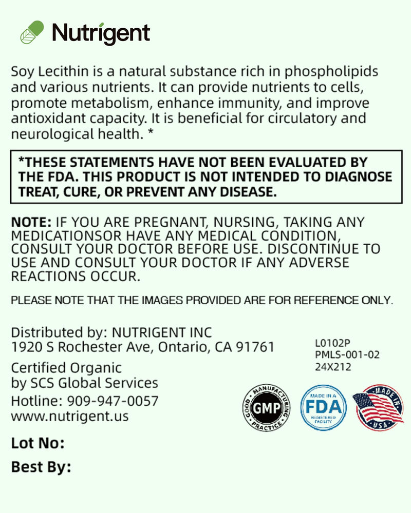 [Australia] - USDA Organic Soy Lecithin Supplement 800 mg, High Absorption Liquid Organic Capsules, Choline Lecithin Supplement for Brain & Liver Health Support, Non-GMO, Gluten Free, 60 Count 1 