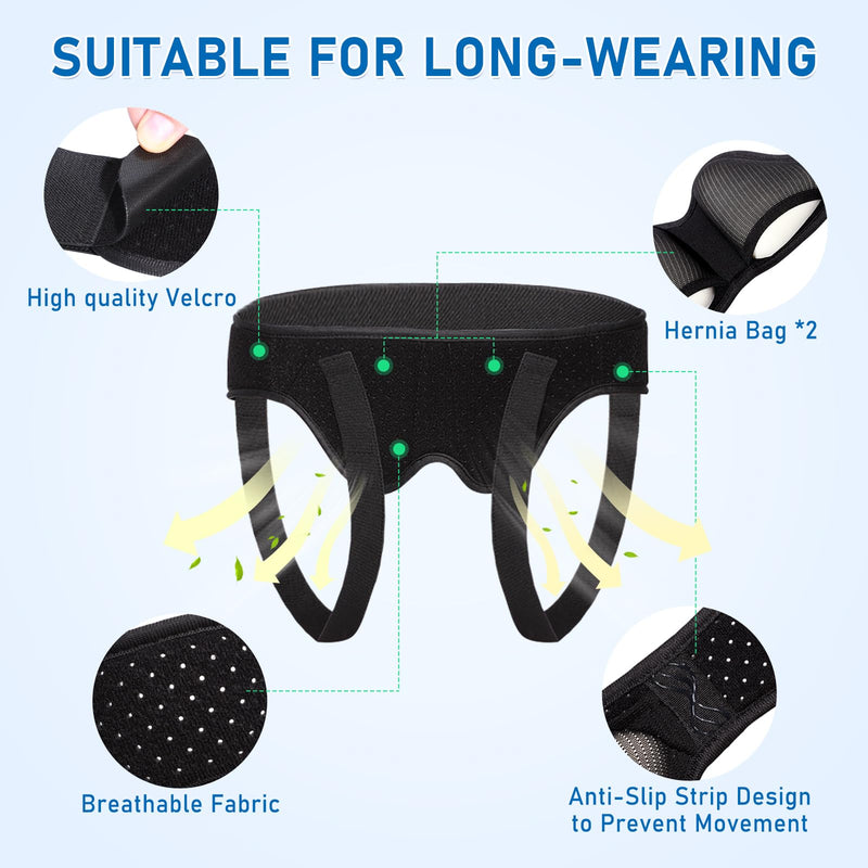 Laway Hernia Belts for Men,Hernia Guard Inguinal Truss for Single/Double,Pain Relief Recovery Strap with 2 Removable Compression Pads,Hernia Truss for Men Inguinal (X-Large) X-Large