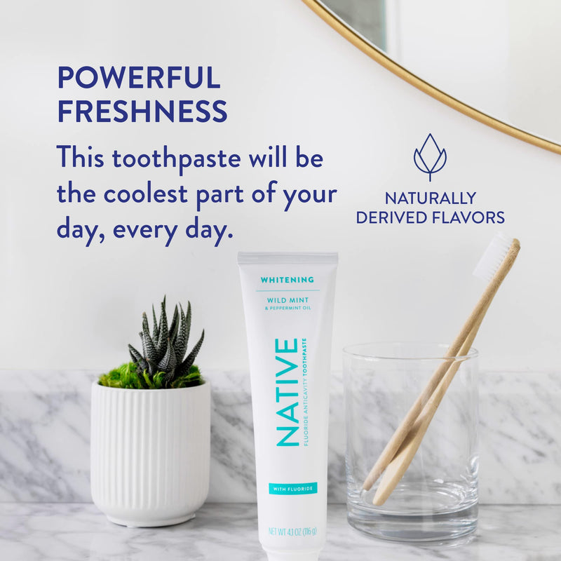 [Australia] - Native Toothpaste Made from Naturally-Derived Cleaners and Simple Ingredients That Safely Whitens Teeth, 4.1 oz, Wild Mint with Fluoride - 3 Count 