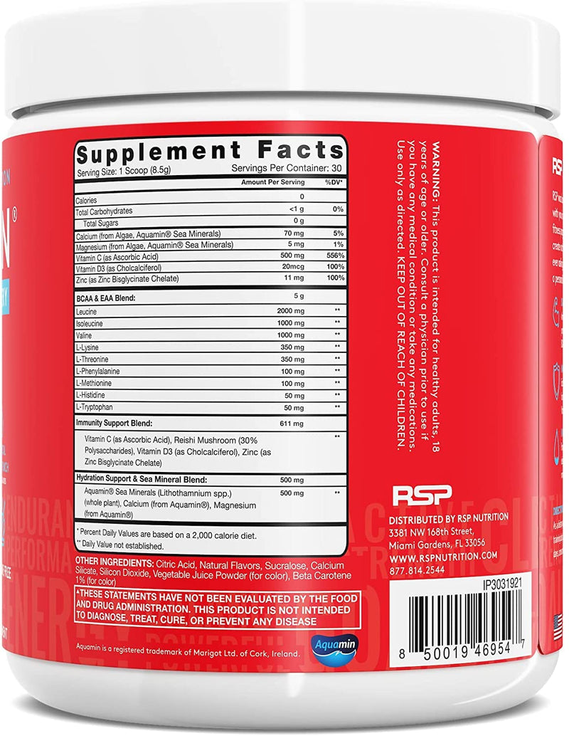 [Australia] - AminoLean Hydrating Electrolyte Powder and Recovery Drink with Sea Minerals, Nootropic Mushrooms, and Vegan Amino Acids, BCAAs + EAAs for Post Workout Muscle Building, Tropical Punch 8.99 Ounce (Pack of 1) 
