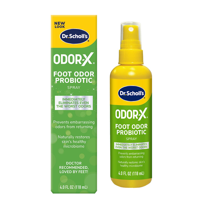 Dr. Scholl's ODOR-X FOOT ODOR PROBIOTIC SPRAY, 4 oz // Immediately Eliminates The Worst Odors & ULTRA-SWEAT ABSORBING FOOT POWDER, 7 oz // Maximum Sweat Absorption