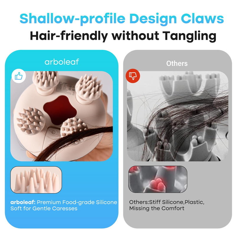 [Australia] - arboleaf Electric Scalp Massager Head Massager Scalp Stress Relax, 5 in 1 Kneading 128 Massage Nodes, Waterproof Hair Massage with 8 Removable Claws Cat Scratcher, Gift for Dad Mom Gold 