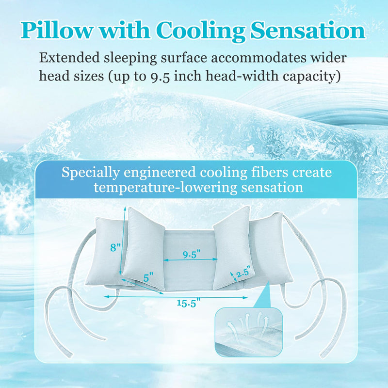 [Australia] - Beauty Pillow - Anti Wrinkle Aging Face Up for Sleeping Upright Back Training Post Eye Surgery Wrinkle Prevention Neck Stabilization Head Positioning (Cooling Fabric) Blue-cooling 