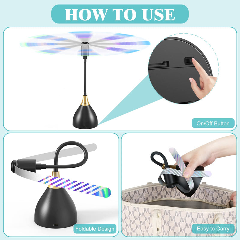 [Australia] - Fly Fans for Tables, Practical Fly Repellent Fan with Soft Blades, USB or Batteries Powered, Soundless and Portable Fly Fan Keeps Your Food Clean(3 Pack) 3 pack Black 