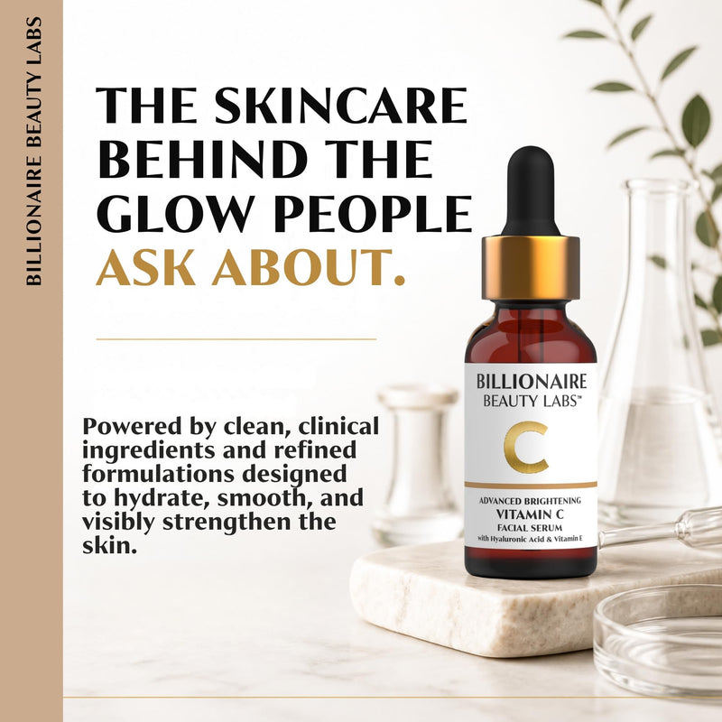 Billionaire Beauty Labs Vitamin C Serum for Face - Anti Aging Brightening Serum with Hyaluronic Acid & Vitamin E - Hydrating Facial Serum for Radiance, Fine Lines & Wrinkles - Made in USA 2 fl oz 2 Fl Oz (Pack of 1)