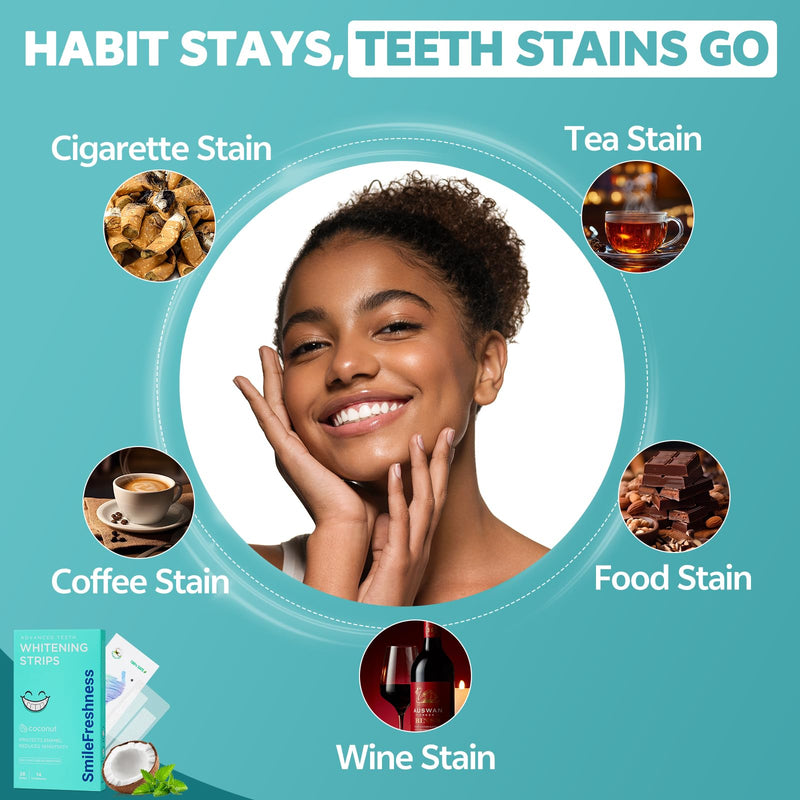 [Australia] - Teeth Whitening Strips, 14-Day Treatments Clinically Proven for Visible & Affordable Teeth Whitening, Enamel Care Whitening, Reduced Sensitivity Formula, Coconut. 