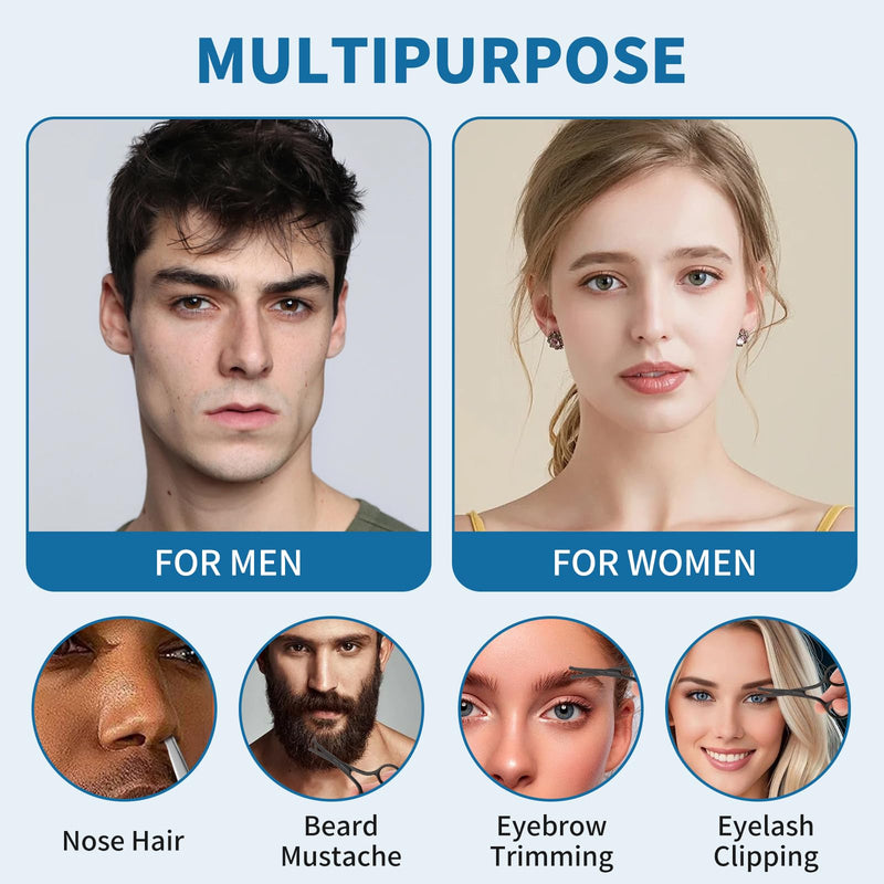[Australia] - GUTERTOP Pack of 2 Beard Scissors Men, Round Tip Nose Hair Scissors, Stainless Steel Nose Scissors for Hair Eyelashes Mustache Nose (Black and Silver) 