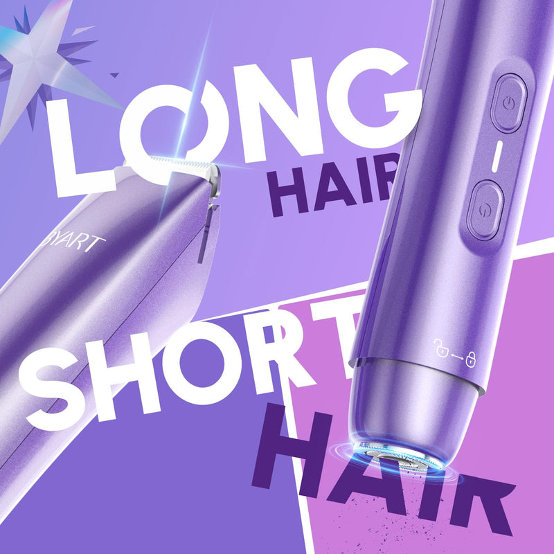 Bikini Trimmer for Women Dual Head - IPX7 Waterproof & Painless Electric Razors for Beauty, Pubic Hair, Face, Legs & Underarms– Portable Cordless Shaver with Fast Charging (Purple) Voyager Violet