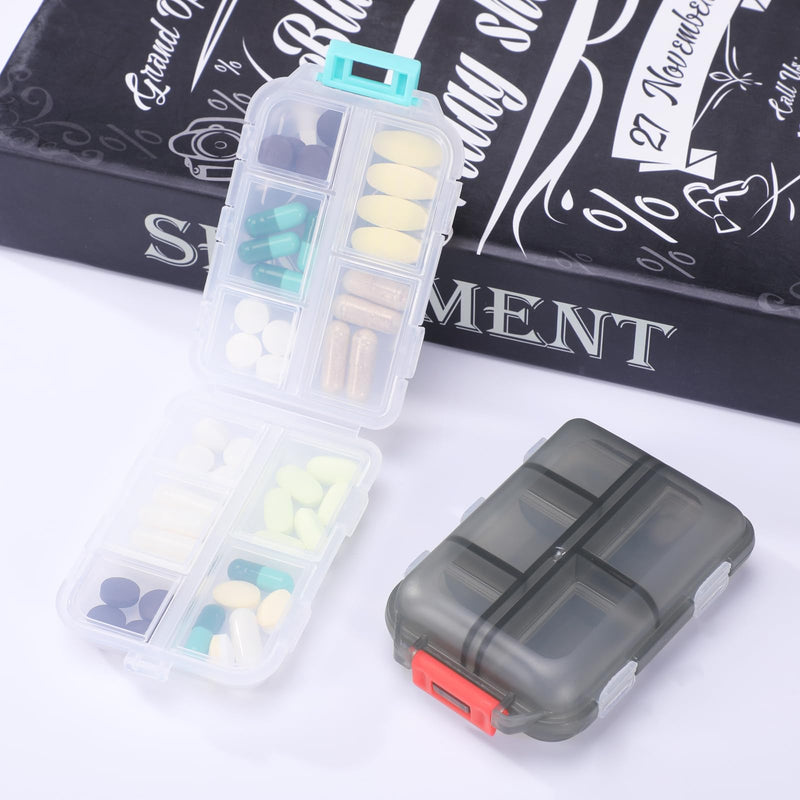 Travel Pill Organizer Portable Pocket Pill Case Small Pill Box for Purse Medicine Organizer Have 10 Compartments Storage Vitamin Fish Oil by INVODA (1PCS White+Lables) 1pcs White