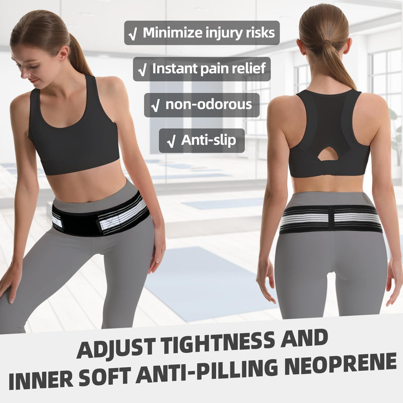 Sacroiliac SI Joint Hip Brace with Dual-Compression Tech - Sciatica & Lower Back Pain Relief Belt for Women/Men, Adjustable 32-56" (CoolMax+Neoprene) 32-56 Inches Waist