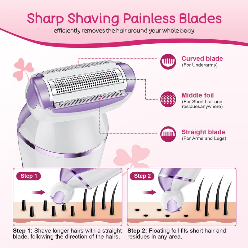 [Australia] - Electric Shaver for Women, Gifts for Women, Electric Razor for Womens, Rechargeable Wet DryLady Hair Remover,IPX7 Waterproof, Shaver for Legs (Purple) 