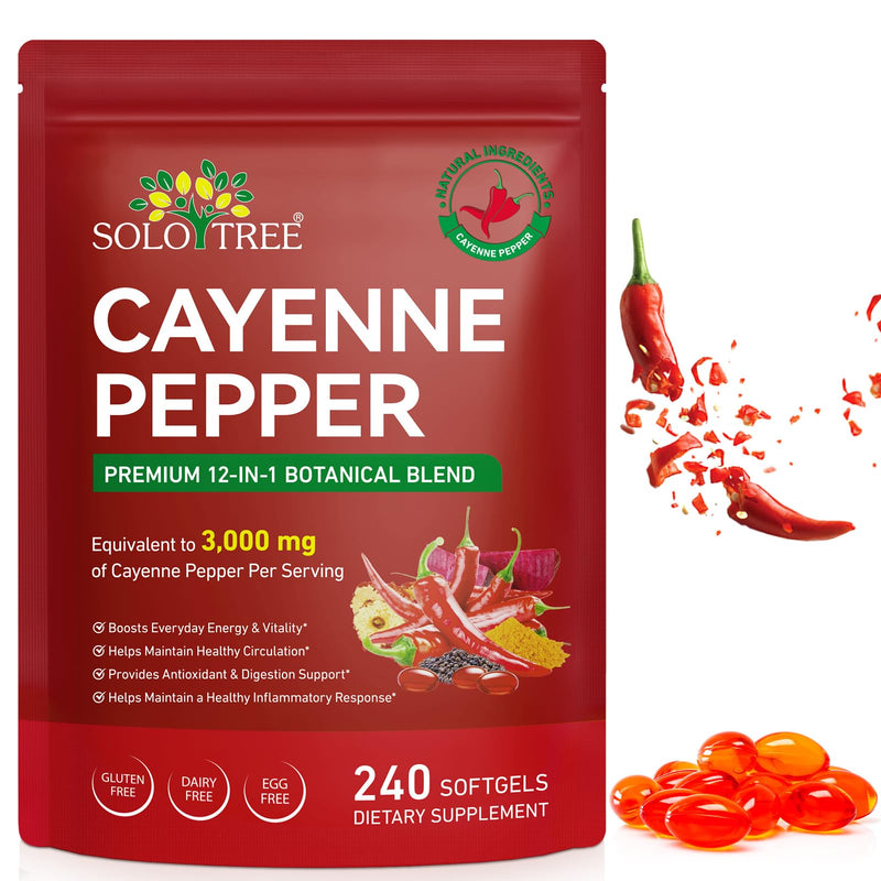 Cayenne Pepper Capsules -(240 Softgels Supplement) Cayenne Pepper Softgels with Hawthorn, Beetroot, Turmeric & Vitamins K2 + D3 | Dietary Supplement -for Women,Men