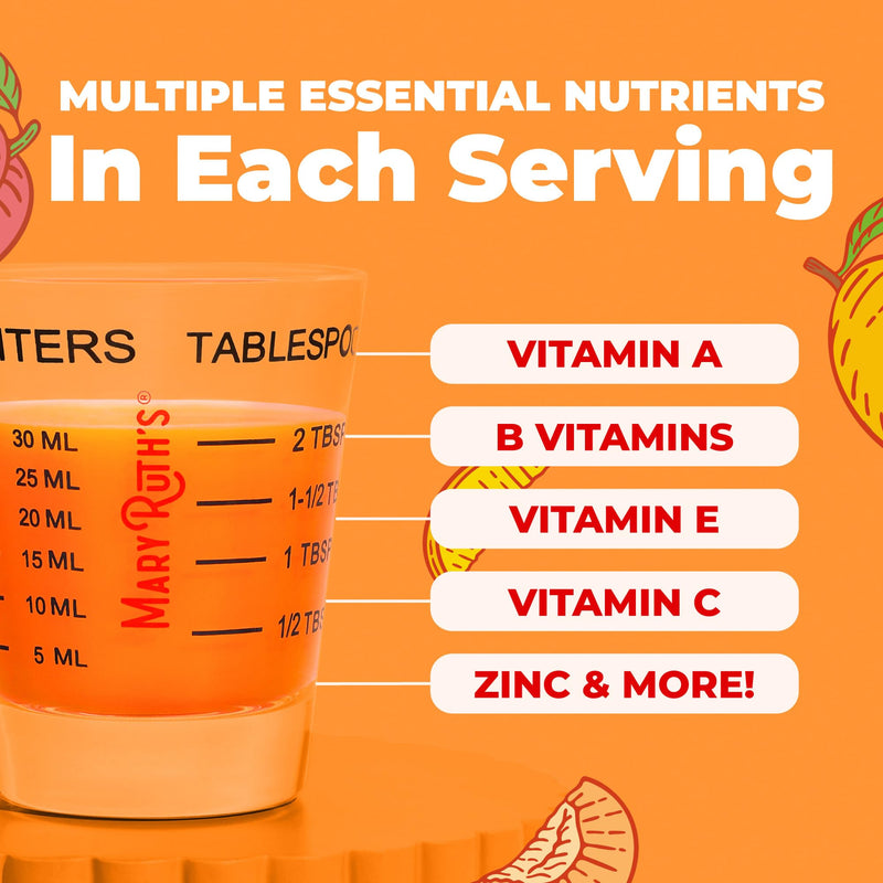 MARYRUTH'S Liquid Multivitamin + Hair Growth, Clinically Thicker Hair, 15oz | Clinically Tested in Women for Thicker Hair & Facial Wrinkles, Biotin 10000mcg, Lustriva Hair Growth Supplements, Skin Care Peach Mango 15.22 Fl Oz (Pack of 1)