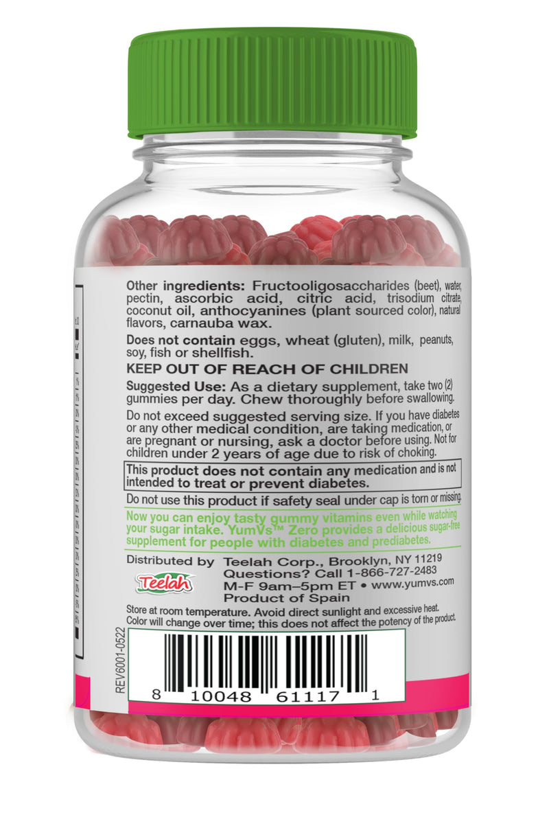 [Australia] - YUM-V'S YumVs Multivitamin Gummies | Sugar Free Supplement Vitamins for Women & Men | Chromium, Thiamine and Magnesium | Natural Raspberry Flavor Chewables - 60 Count - (Pack of 2) Diabetic Multi Raspberry 60 Count (Pack of 2) 