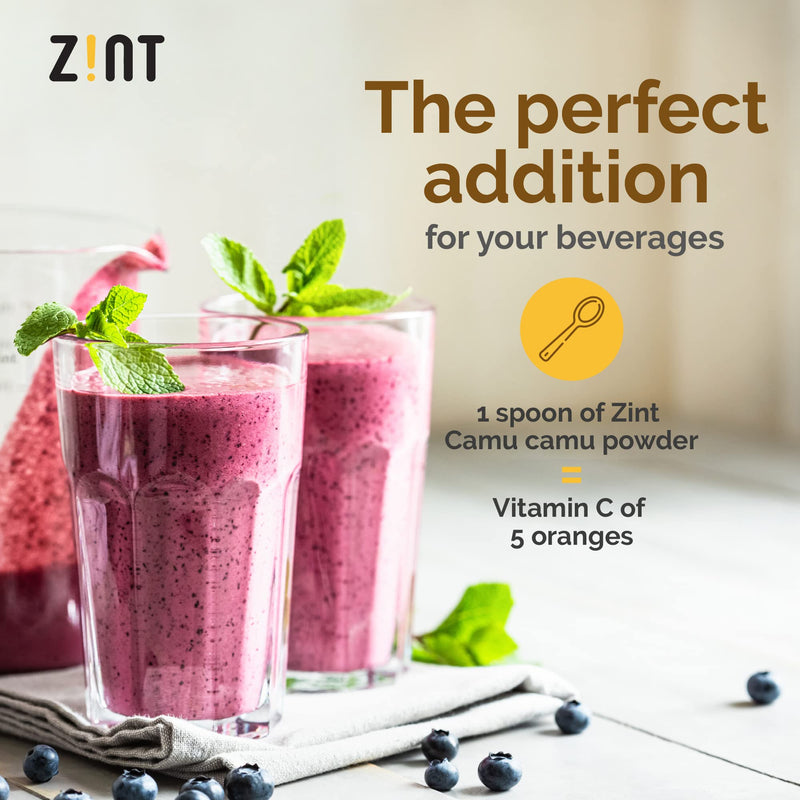 Camu Camu Powder, Natural Vitamin C by Zint: Raw Organic Antioxidant Superfood - Immune Support Booster & Anti Aging - Non GMO, Super Vitamin C Berry (3.5 oz)