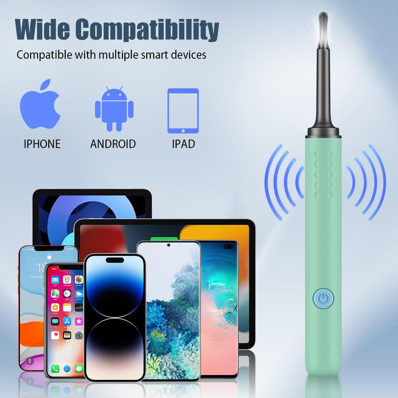 [Australia] - Ear Wax Removal Tool Camera - Ear Cleaner with 1080P HD Camera, Otoscope with Light, Earwax Removal Kit for iPhone, iPad, Android Phones (Green) Green2 