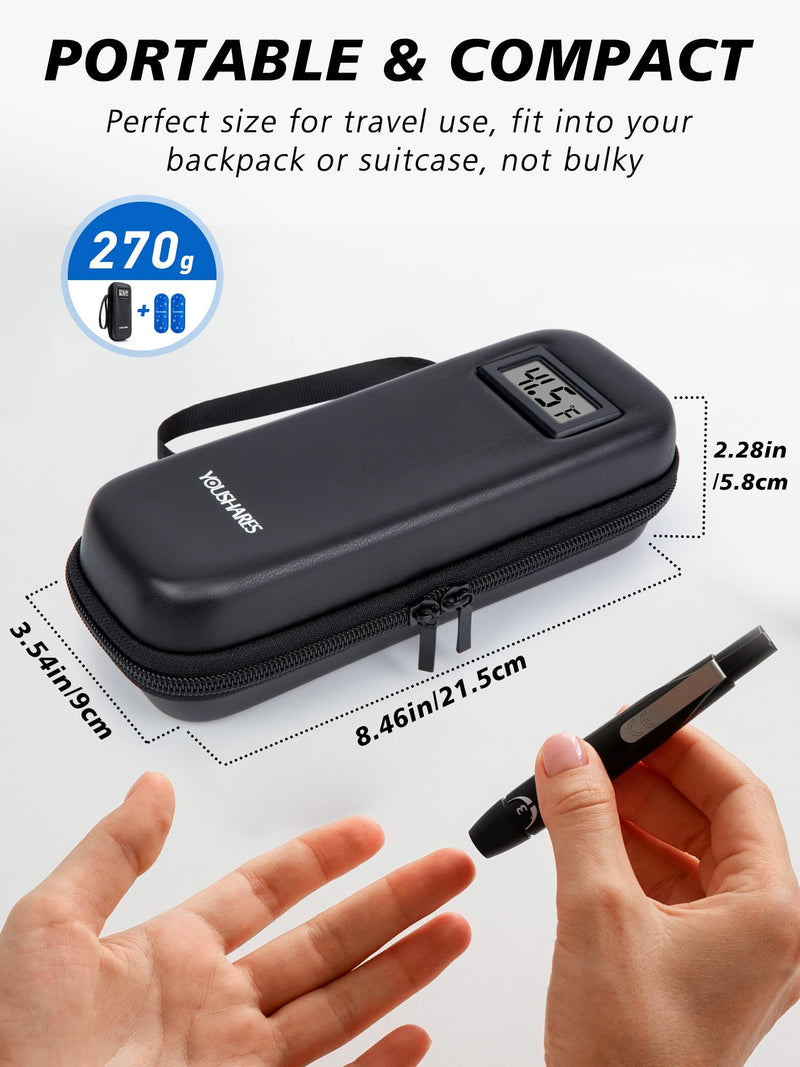 [Australia] - YOUSHARES Insulin Cooler Travel Case with Temperature Display - Refrigerated Medicine Cooling Bag with 2 TSA Approved Ice Pack, Medication Pen Diabetic Supplies Organizer for Trip and Daily 02 Black 