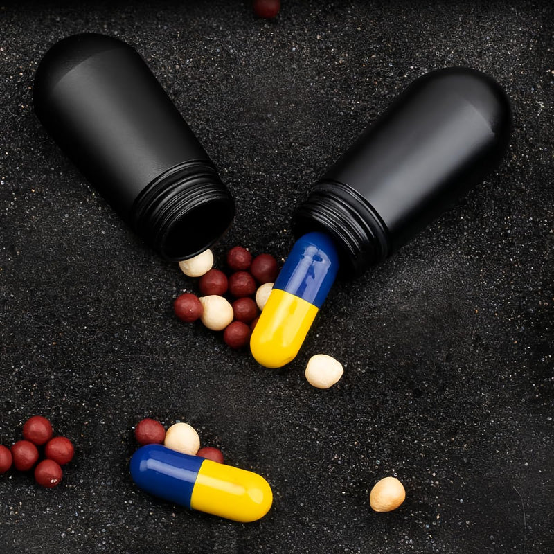Keychain Pill Case, Rockets Shape Aluminum Medicine Holder, Portable Waterproof Vitamin Aspirin Container for Traveling