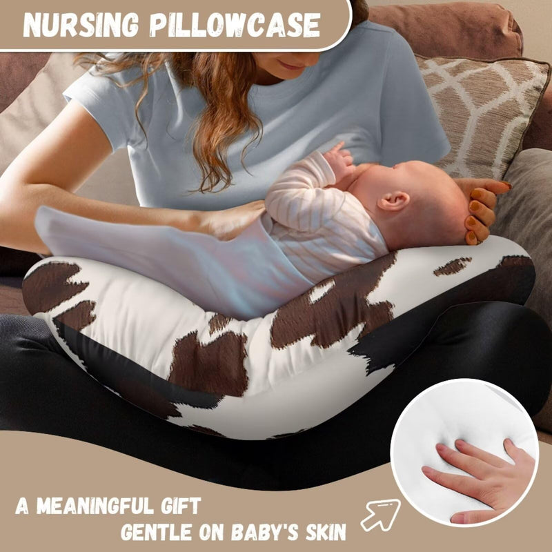 [Australia] - Brown Cow Print Breastfeeding Pillow Slipcover for Baby Nursing Pillow Cover Cuddle Pillow Slipcover Detachable Nursing Pillow Protective Baby Feeding Baby Essentials Brown Cow Print 