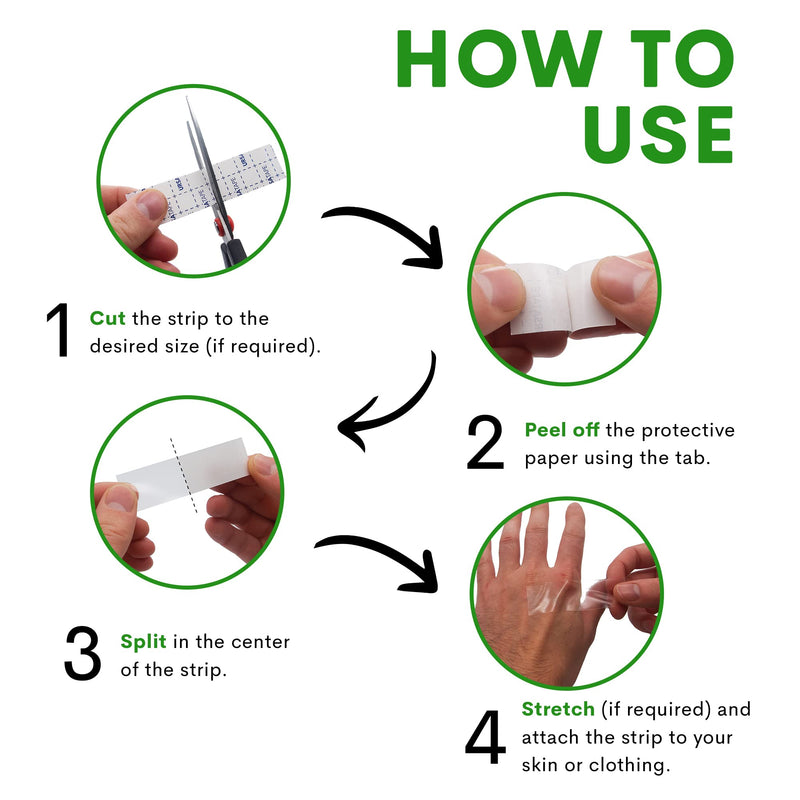 URSA Tape Sticky Strips No-Residue Clear Hollywood Fashion Tape for Women Double Sided | for Costumes, Dresses, Shoes & More | Body Tape for Delicate Skin, Double Sided Fabric Tape for Clothes 60 Pack