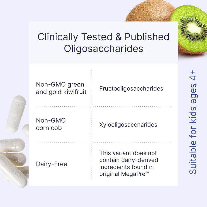 Microbiome Labs MegaPre DF - Dairy-Free Prebiotic Fibre Supplement for Gut Health with Clinically Tested Oligosaccharides – Prebiotics for Akkermansia muciniphila & Microbial Diversity (180 Capsules) Dairy Free Megapre